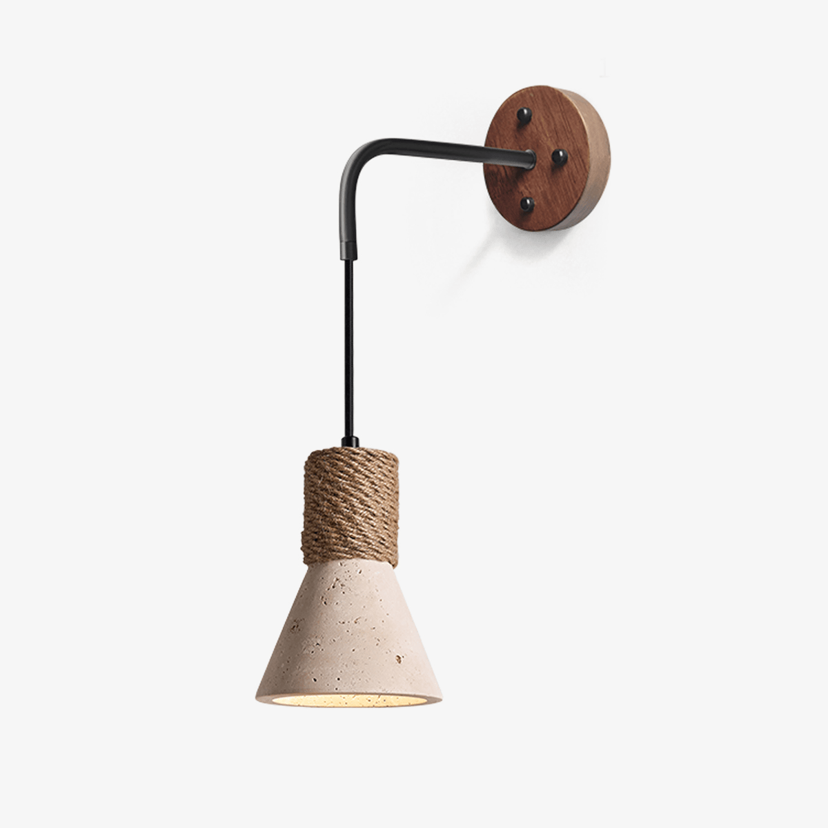 Litz lampada da parete vintage in Giallo con Corda e travertino