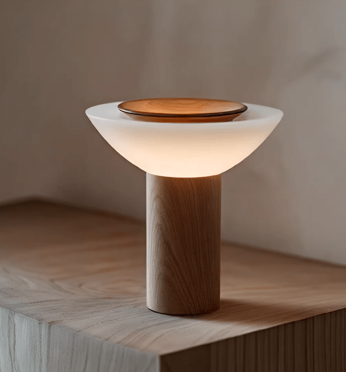 Rinenine lampada da tavolo in legno di noce