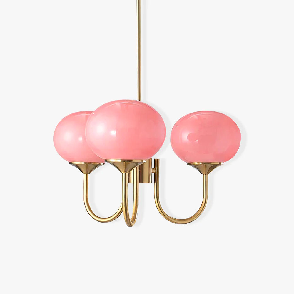 Velenian lampadario globi vetro Rosa Finitura Oro