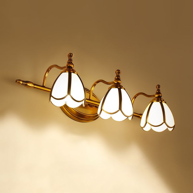 Arisha Vetro LED Fiore Bellissimo Vintage Applique Metallo Bianco/Giallo Soggiorno/Camera da Letto