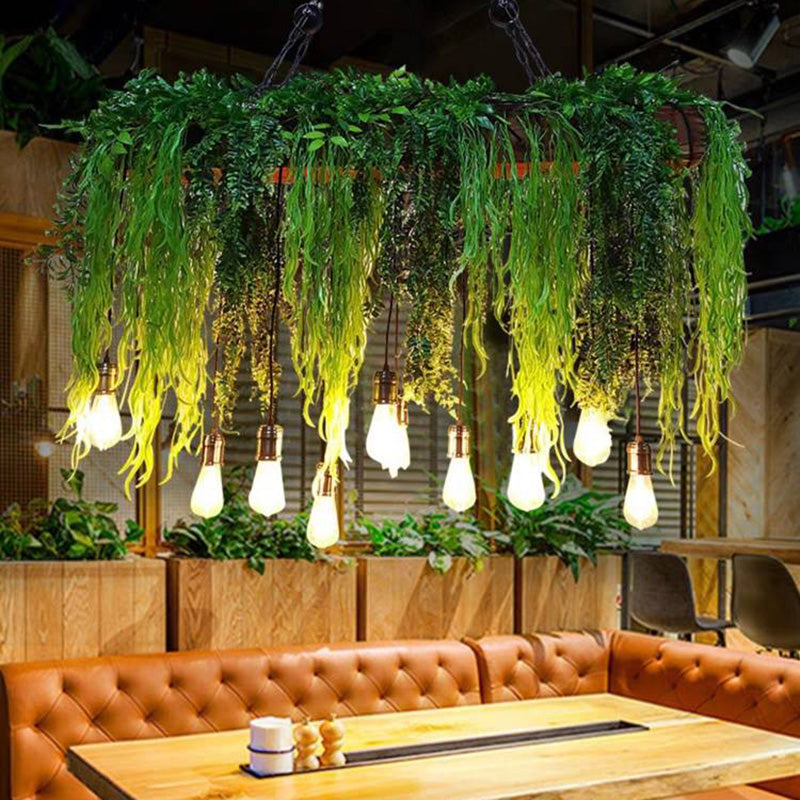 Ritta Decorativa Naturale Rettangolare Metallo Verde Pianta Lampade a Sospensione