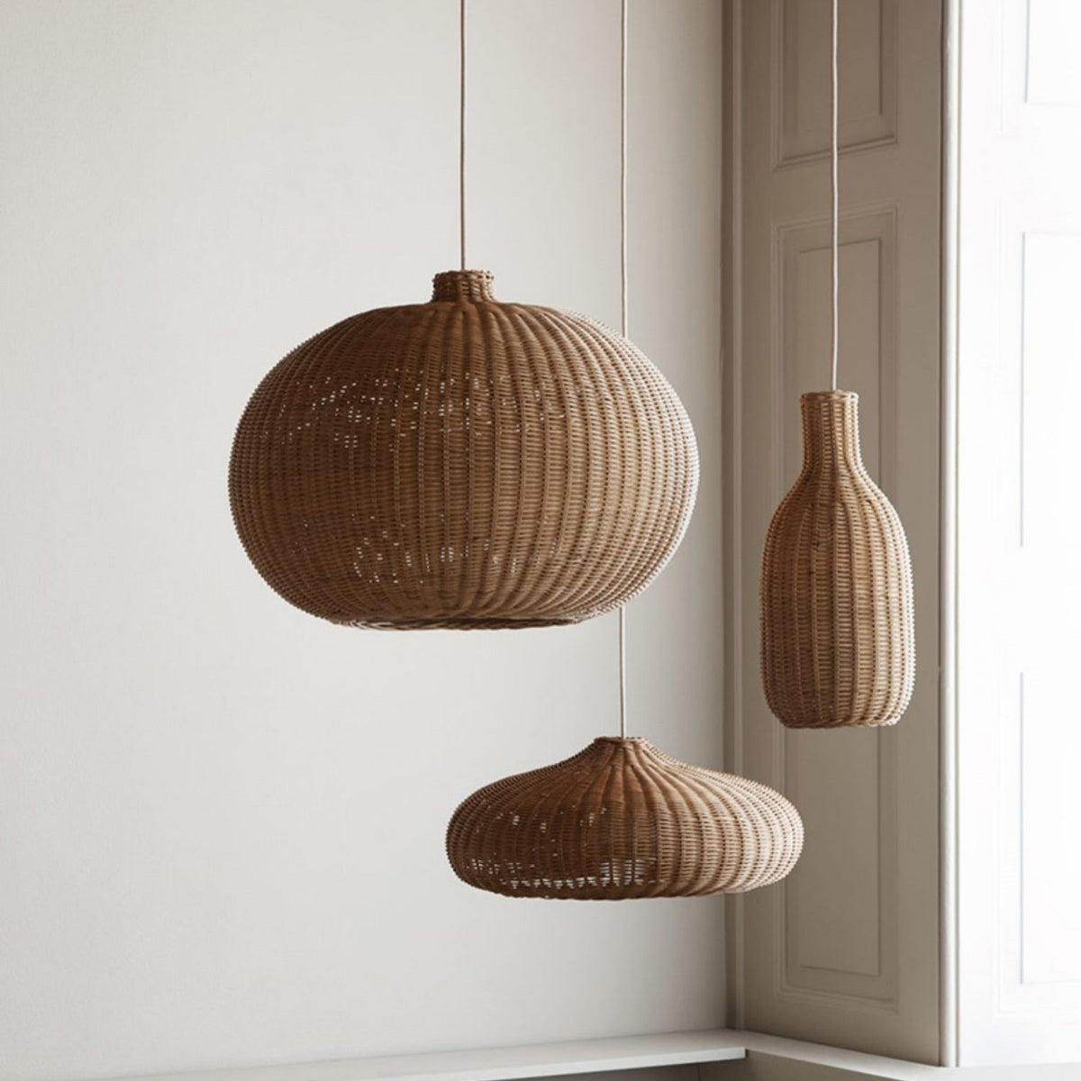 Ritta Giapponese Nordico Lampade a Sospensione Rattan Camera da Letto