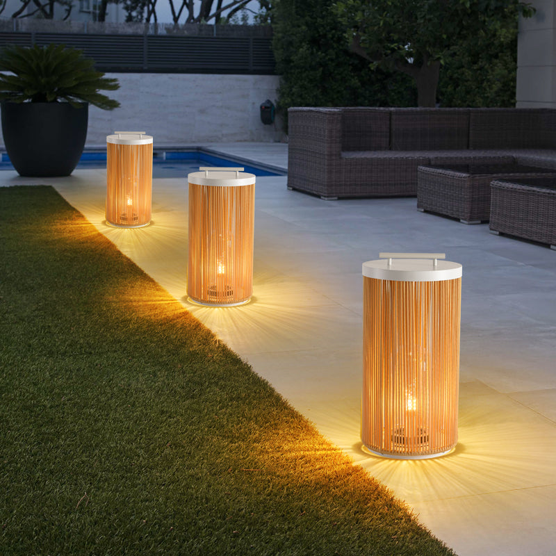 Ray Lampade da Esterno Metallo Rattan Retro Cavo/Solare/USB Giardino