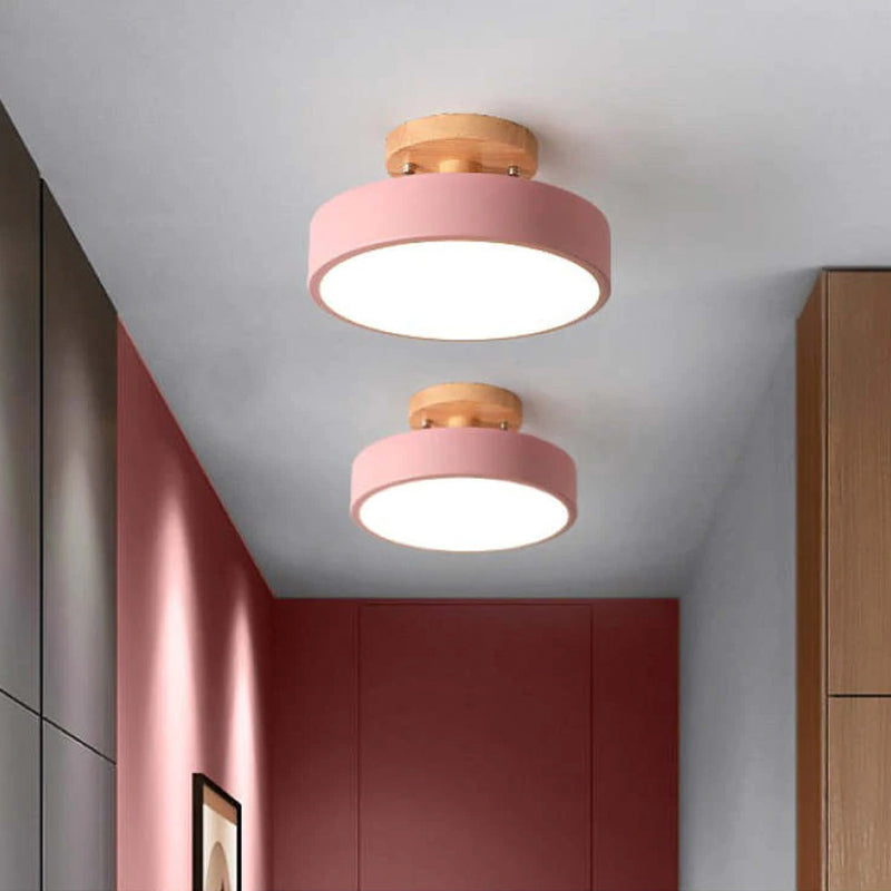 Arisha Moderne Design LED Plafoniere Ingresso Acrilico/Legno Rotonda Legno/Bianco/Rosa/Verde/Grigio