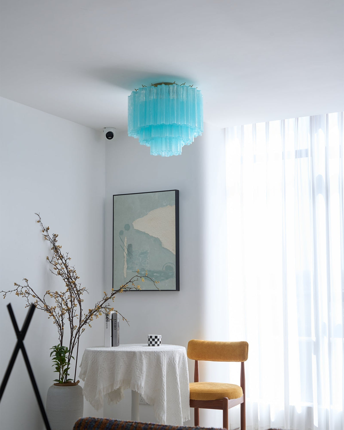 Velelena plafoniera in vetro Murano bianco Stratificato elegante moderna