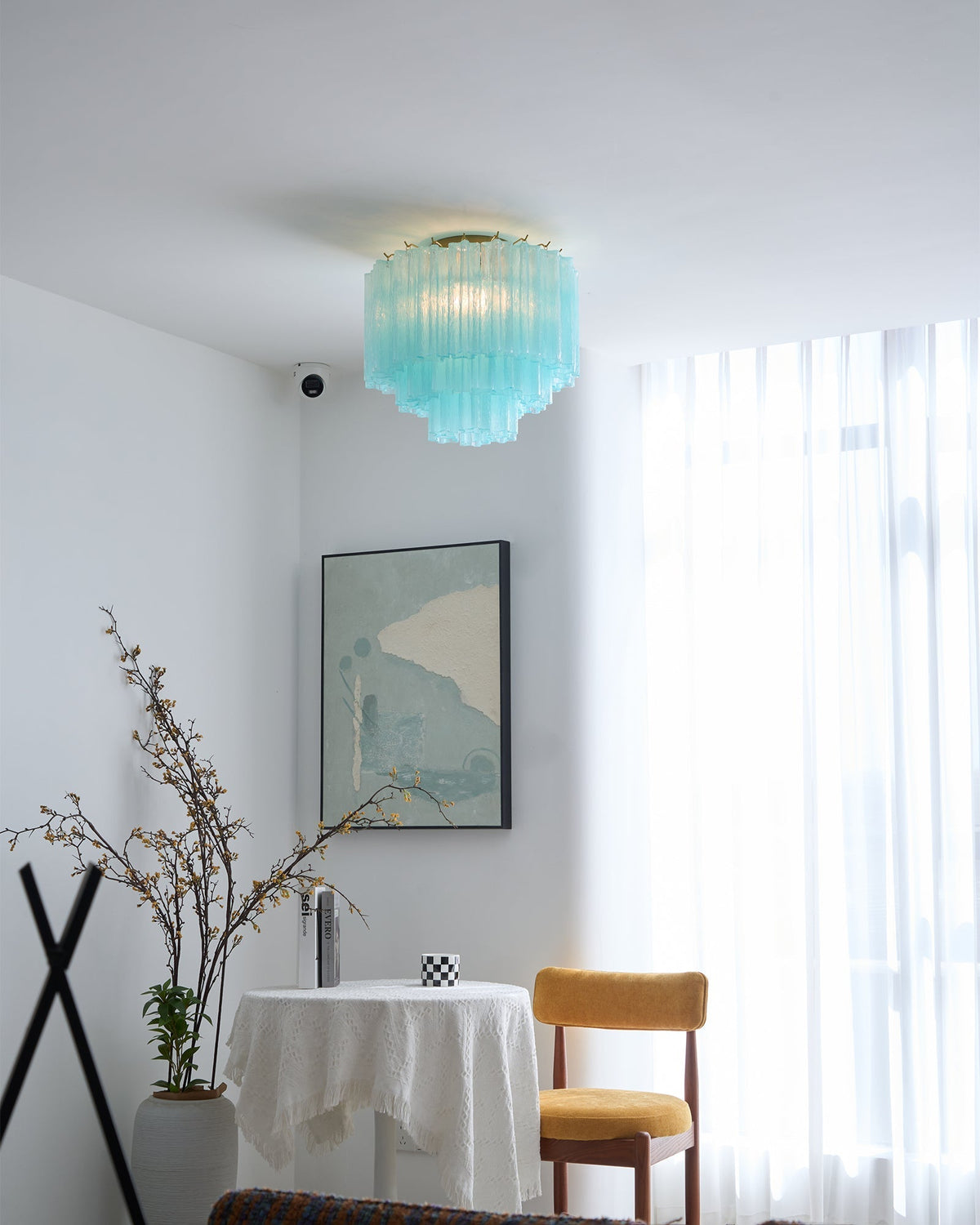 Velelena plafoniera in vetro Murano bianco Stratificato elegante moderna