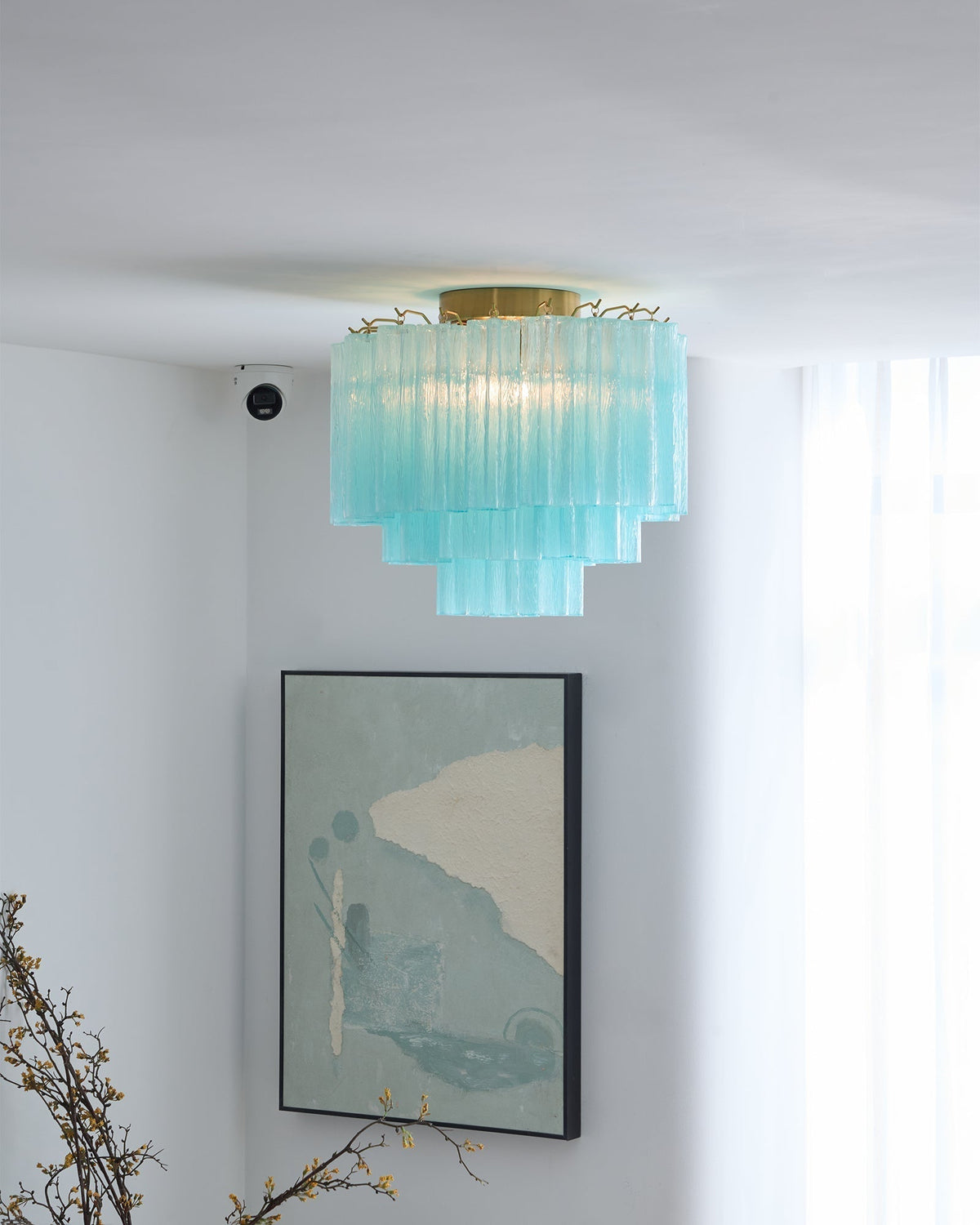 Velelena plafoniera in vetro Murano bianco Stratificato elegante moderna