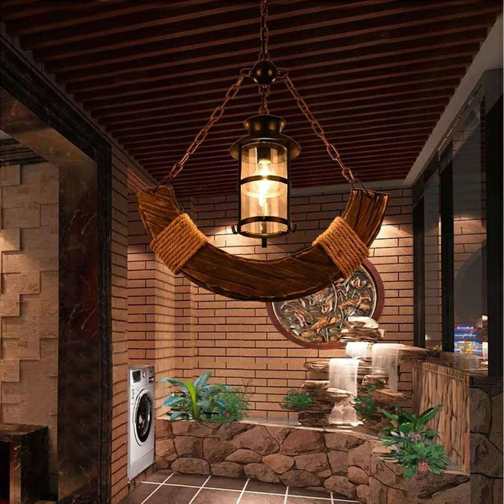 Epoch Retro Rustico LED Lampade a Sospensione Metallo Legno Soggiorno/Camera da Letto/Cucina