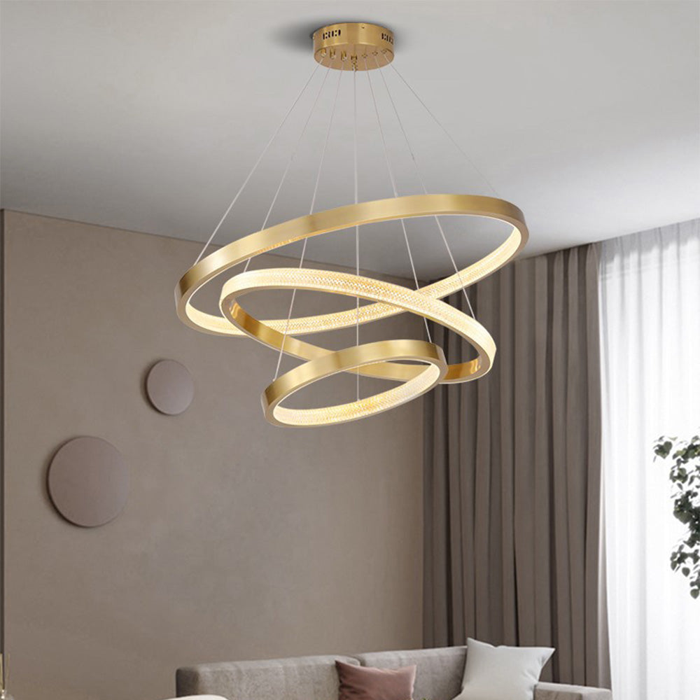 Kristy Moderna LED Lampada a Sospensione Anello Metallo Acrilico Oro/Nero