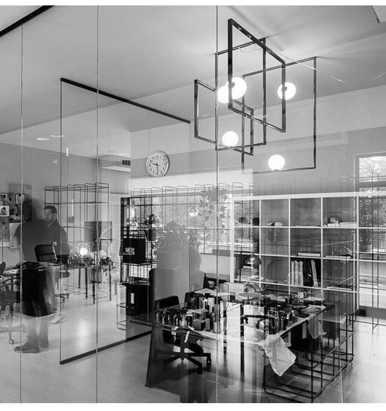 Veliiel lampadario Mondrian Geometrico in vetro e ottone moderno