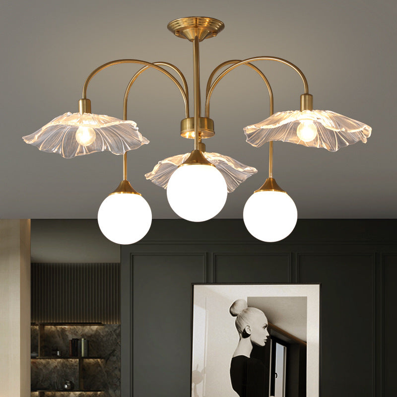 Valentina Nordico Metallo/Vetro Lux Lampadario Brass Camera da letto/Soggiorno