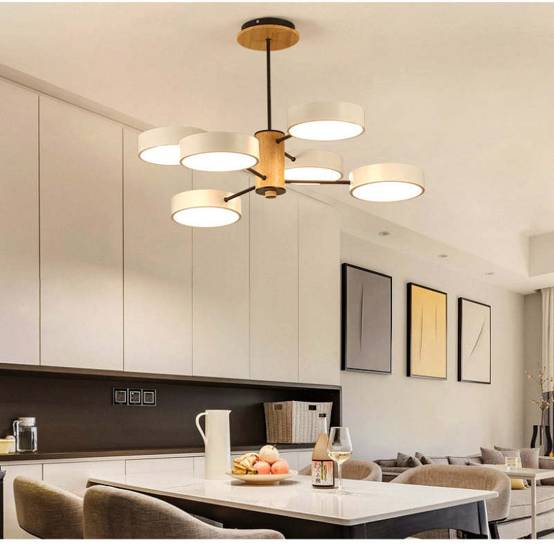 Arisha Moderna LED Design Lampada a Sospensione Metallo Legno Grigio/Verde Soggiorno/Camera da Letto