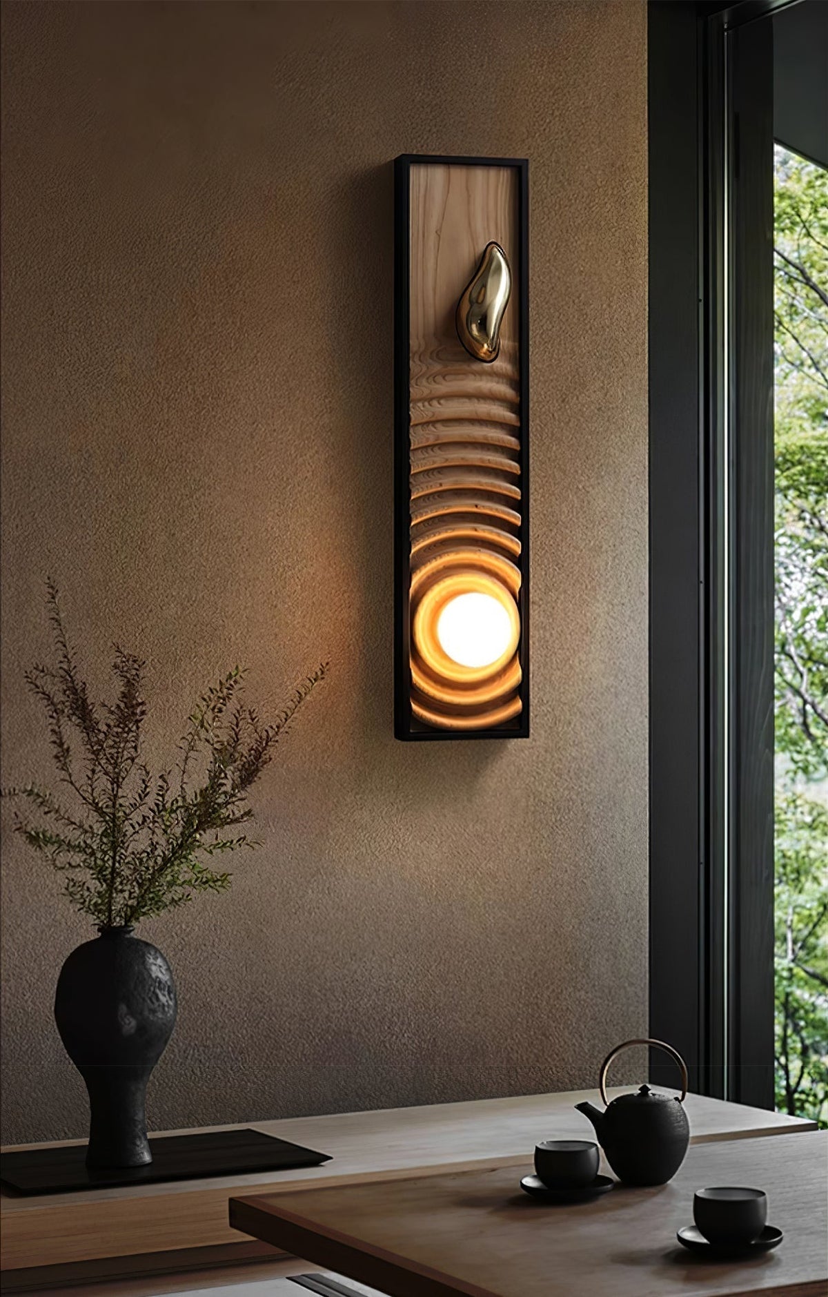 Caleb lampada da parete in legno vintage