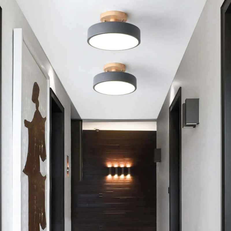 Arisha Moderne Design LED Plafoniere Ingresso Acrilico/Legno Rotonda Legno/Bianco/Rosa/Verde/Grigio