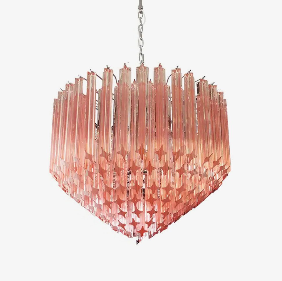 Celelaria lampadario Prismi Geometrici in vetro Rosa