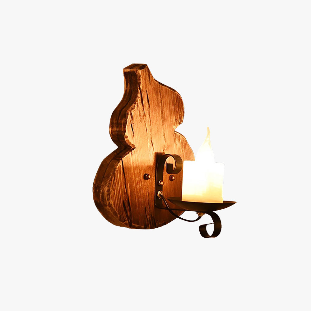 Epoch Vintage Design LED Applique Cucurbitacee Candela Legno/Metallo Soggiorno/Camera da Letto/Sala Studio