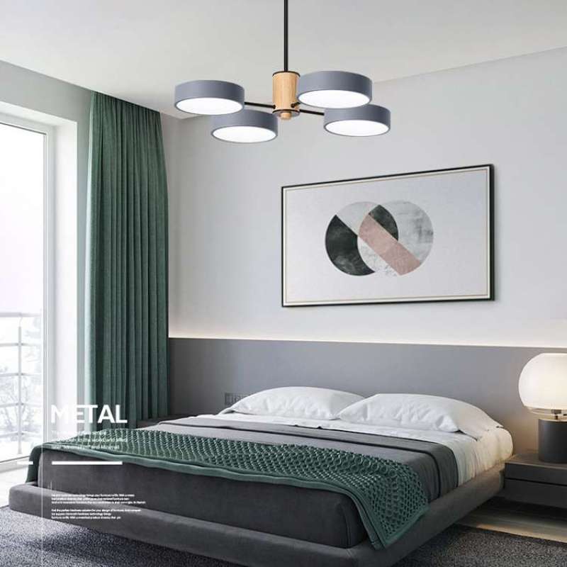 Arisha Moderna LED Design Lampada a Sospensione Metallo Legno Grigio/Verde Soggiorno/Camera da Letto