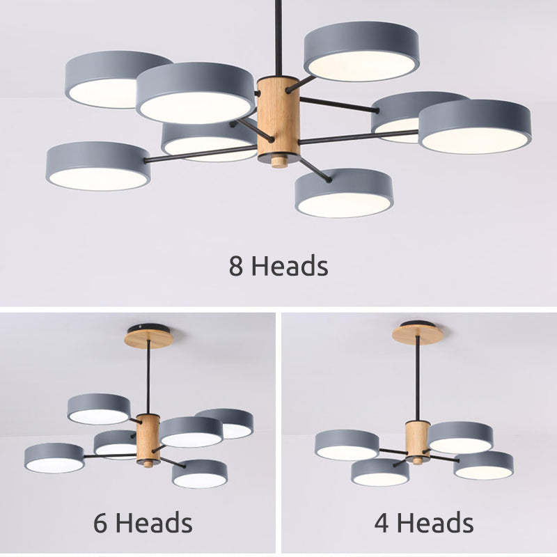 Arisha Moderna LED Design Lampada a Sospensione Metallo Legno Grigio/Verde Soggiorno/Camera da Letto