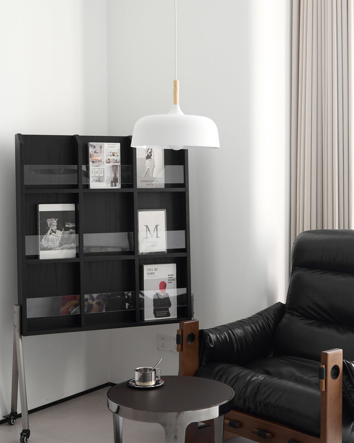 Sylivenne lampada a sospensione con paralume bianco in legno