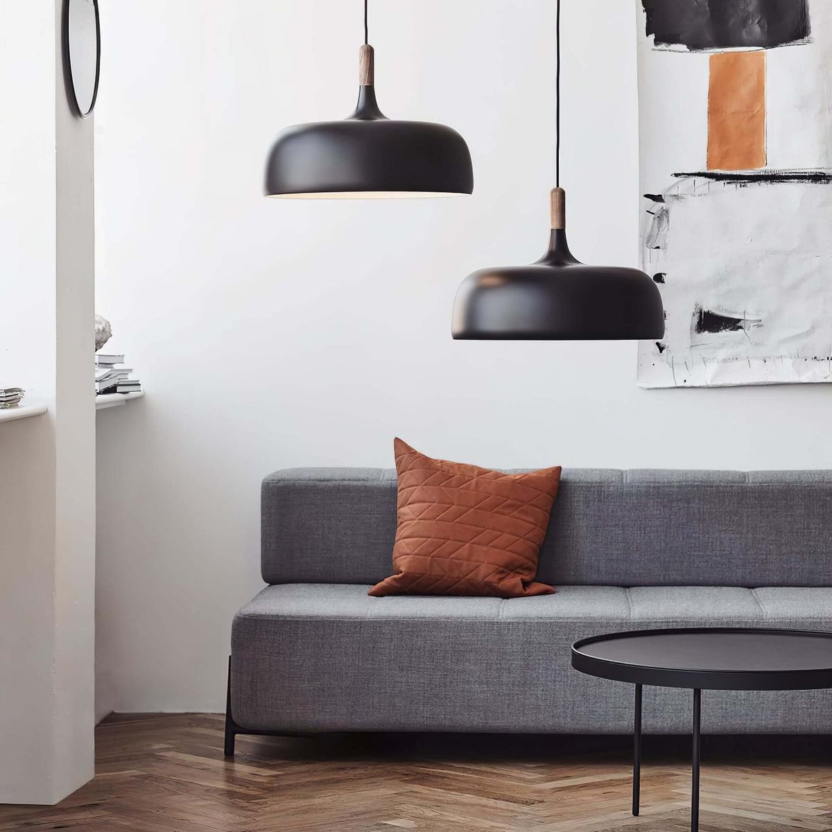 Sylivenne lampada a sospensione con paralume bianco in legno