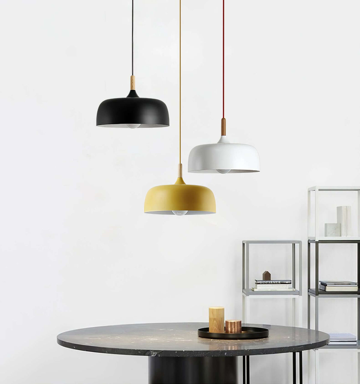 Sylivenne lampada a sospensione con paralume bianco in legno