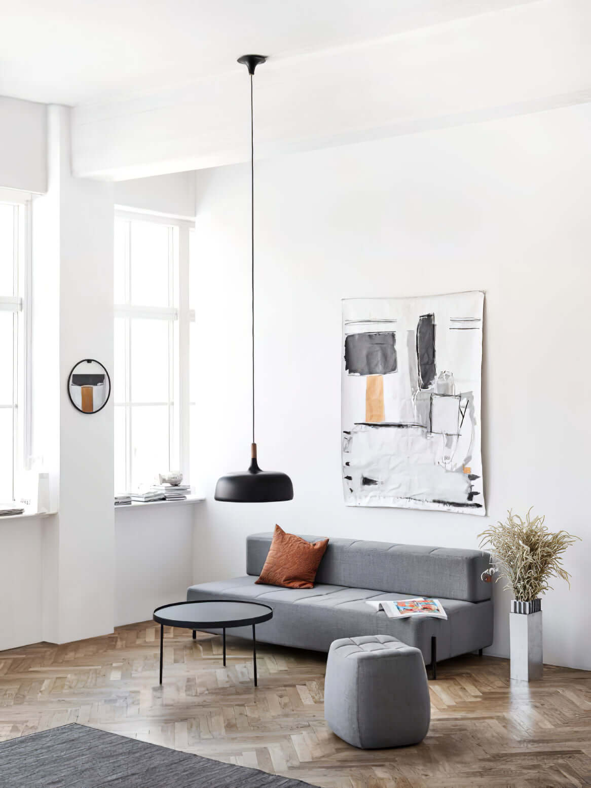 Sylivenne lampada a sospensione con paralume bianco in legno
