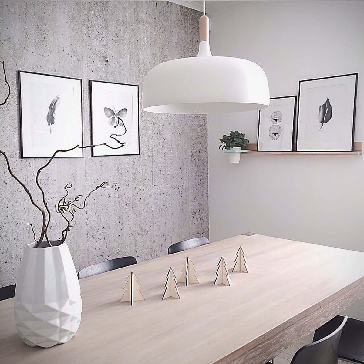 Sylivenne lampada a sospensione con paralume bianco in legno