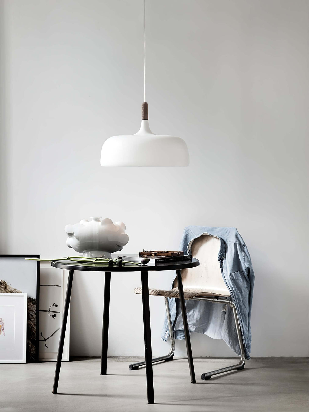 Sylivenne lampada a sospensione con paralume bianco in legno