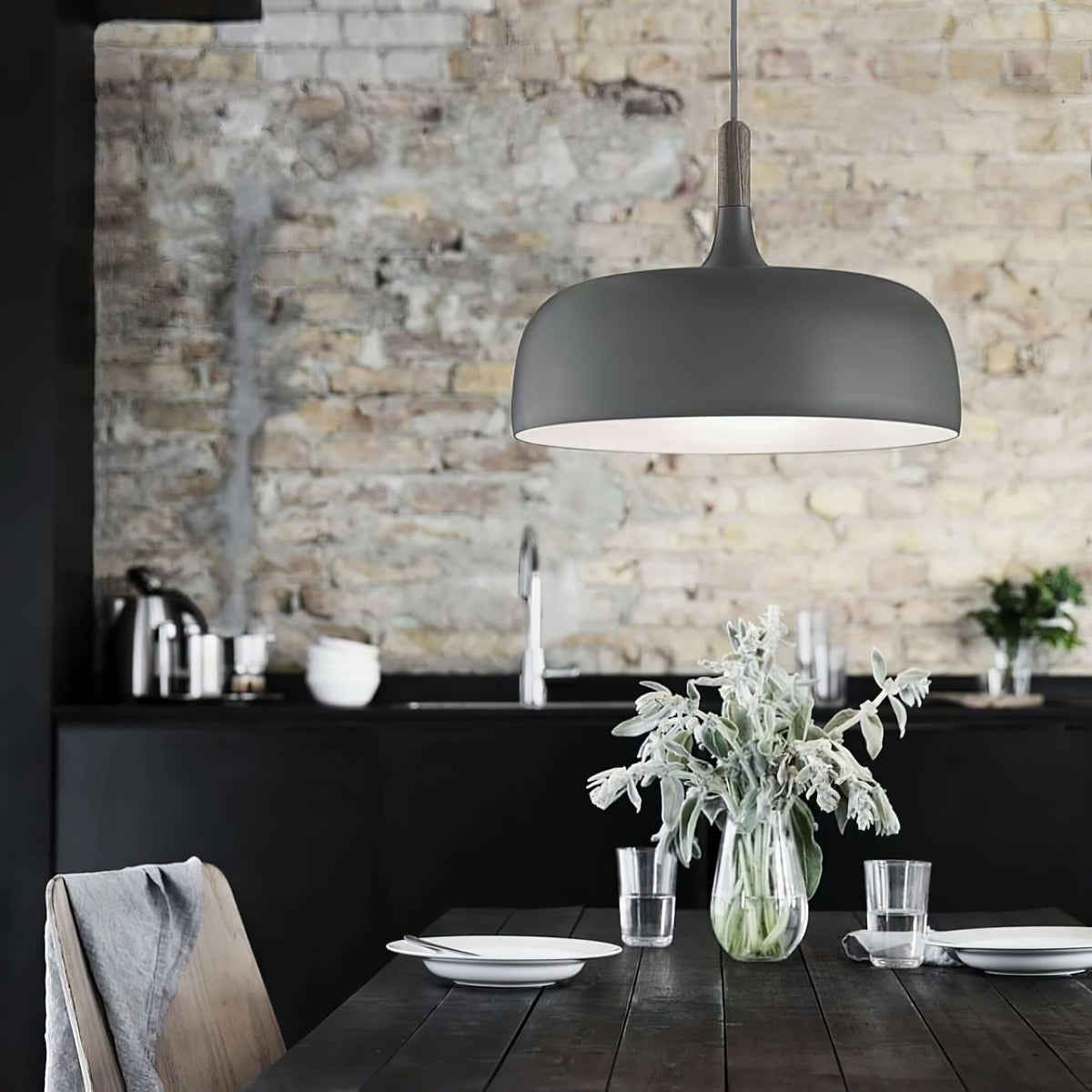 Sylivenne lampada a sospensione con paralume bianco in legno