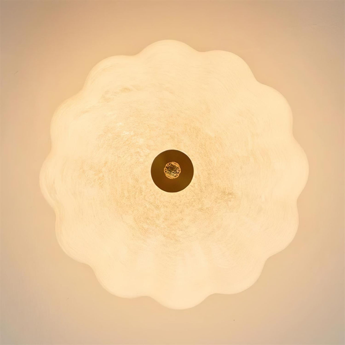 Cava lampada da soffitto in ottone e vetro con elegante silhouette a petalo moderna