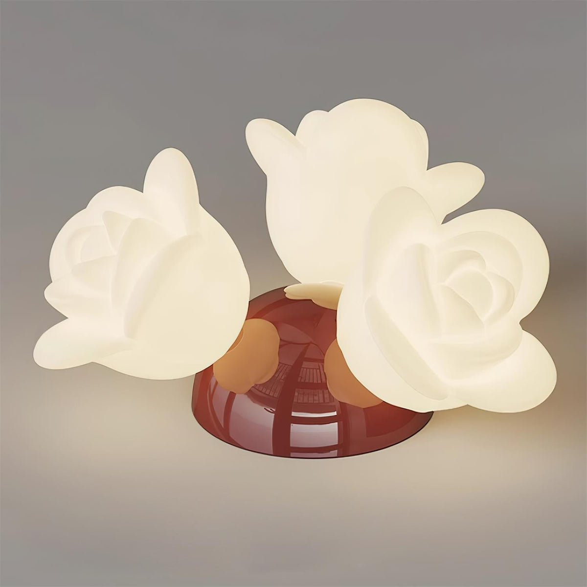 Lampada da soffitto con rosone in metallo e paralume a forma di rosa PE, accento artistico floreale