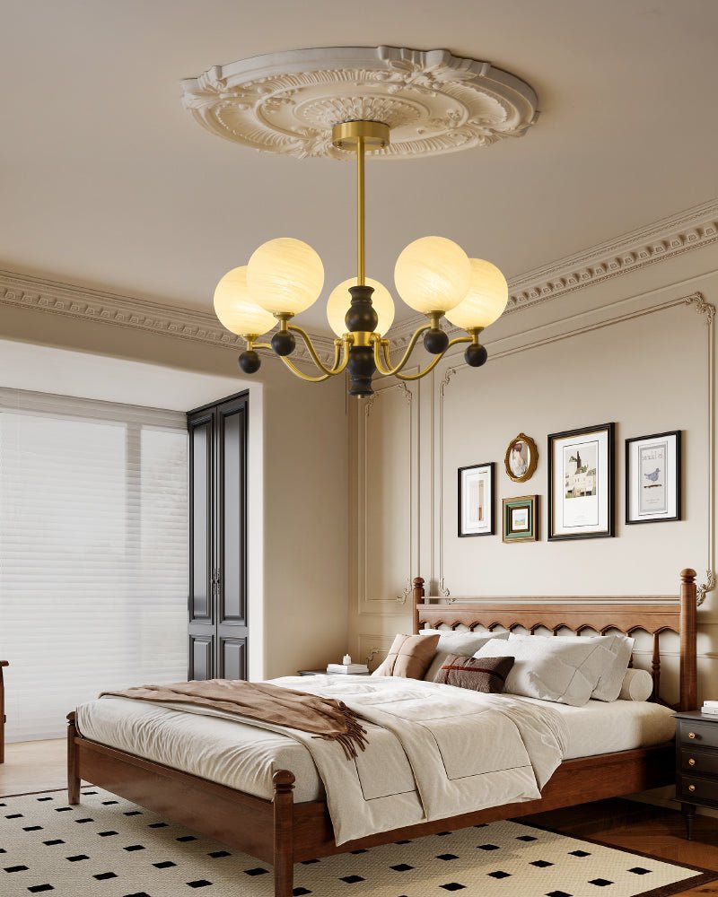 Ershaan lampadario sfera Eleganza vintage in ottone e legno
