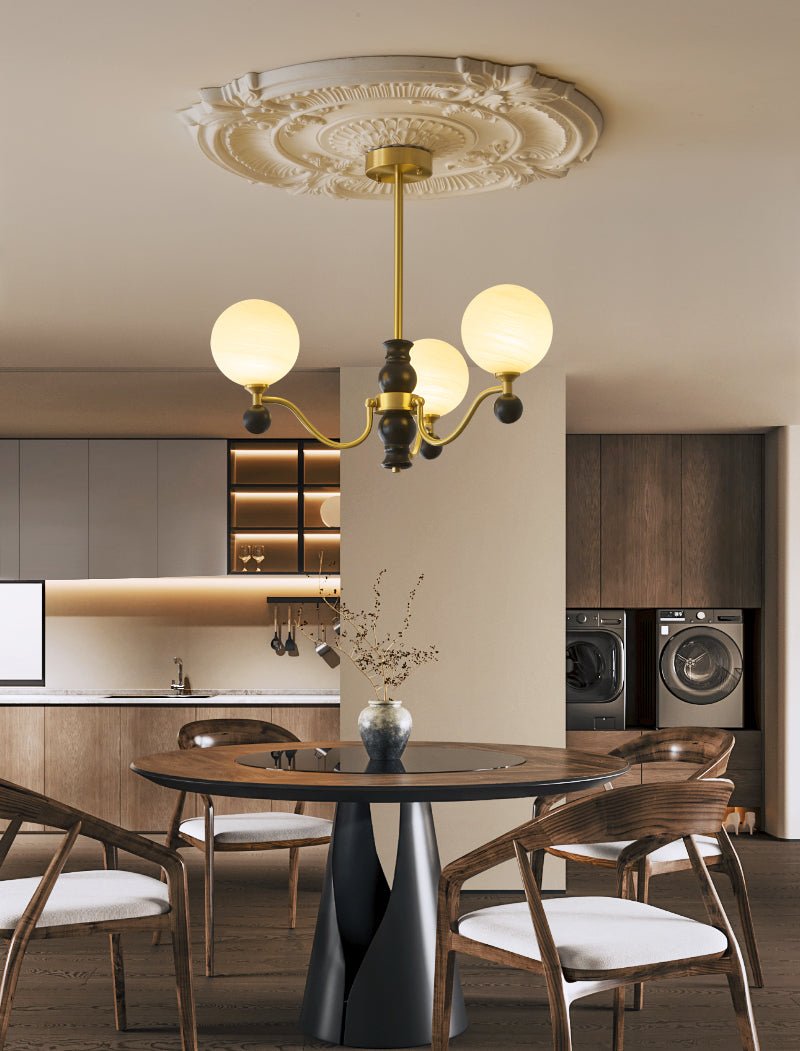Ershaan lampadario sfera Eleganza vintage in ottone e legno