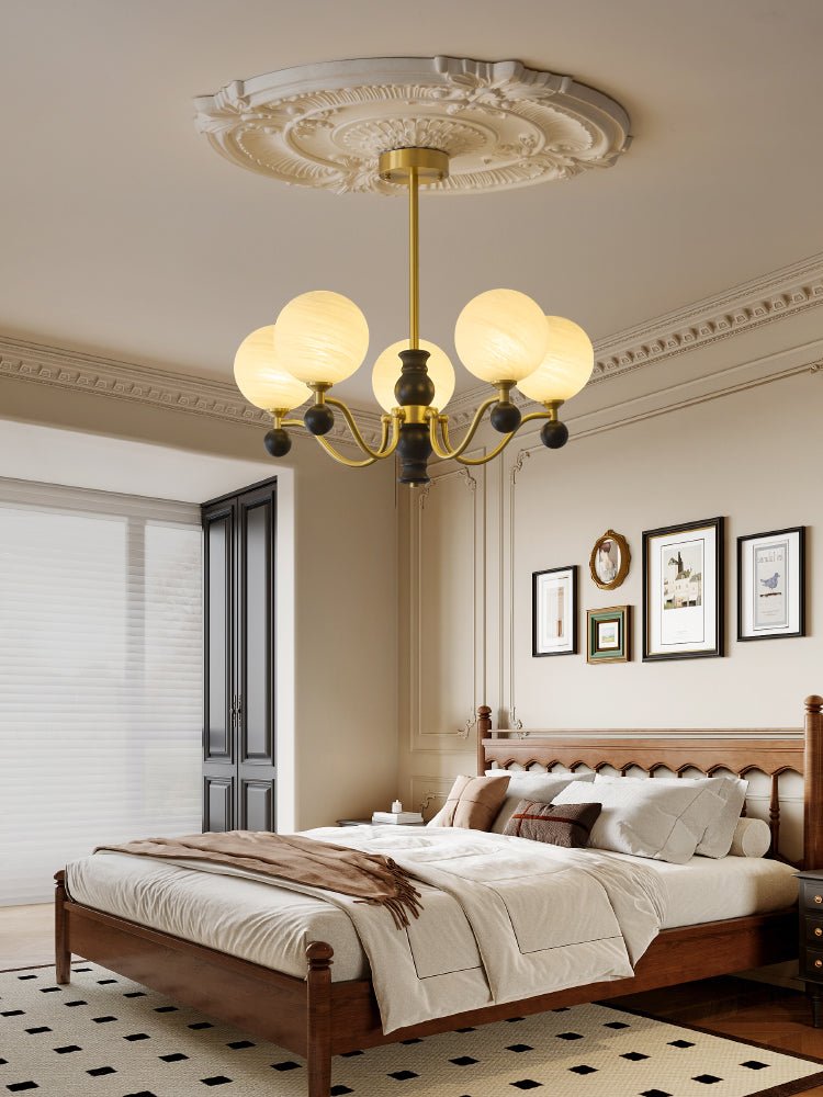 Ershaan lampadario sfera Eleganza vintage in ottone e legno