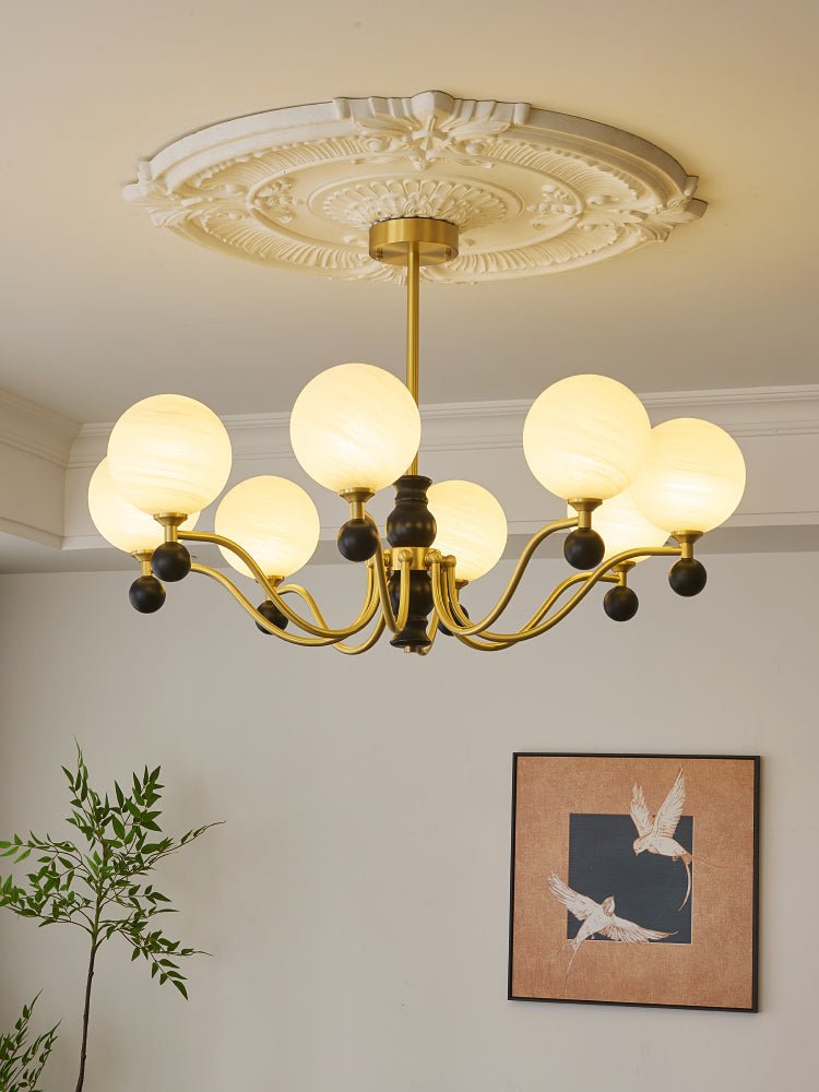 Ershaan lampadario sfera Eleganza vintage in ottone e legno