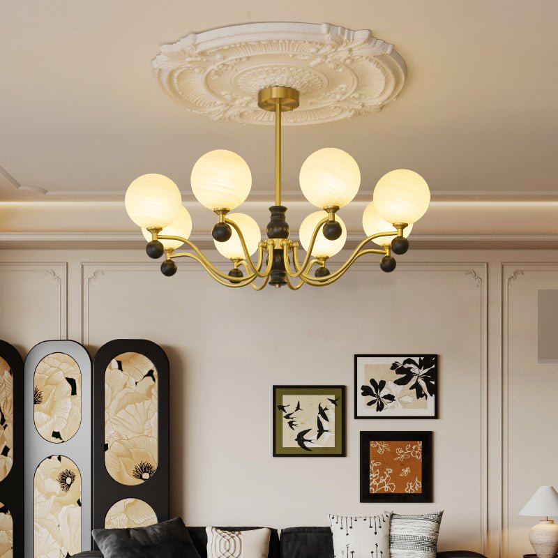 Ershaan lampadario sfera Eleganza vintage in ottone e legno