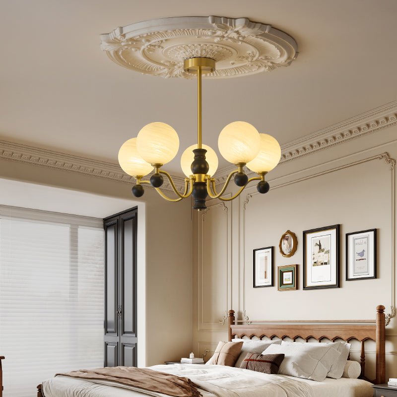 Ershaan lampadario sfera Eleganza vintage in ottone e legno