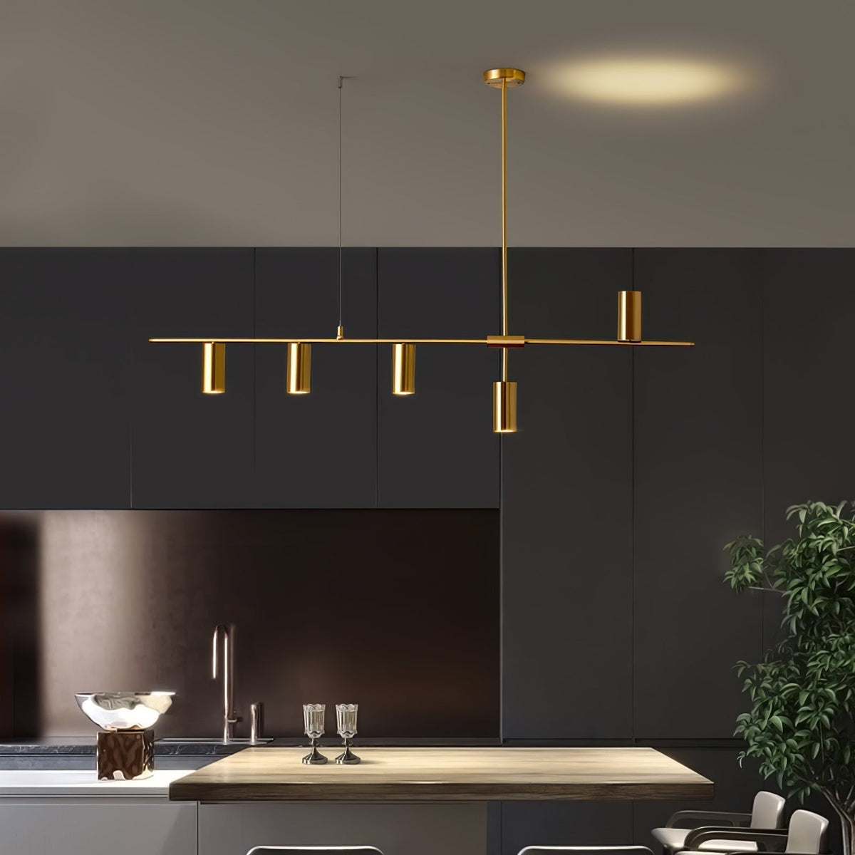 Lustra Lux Lampadario Lineare in Ottone Cassandra Elegante - Relic Pieces