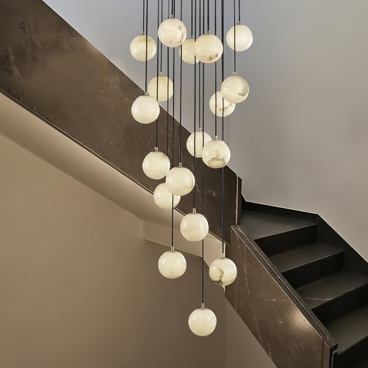 Gloruvye lampadario moderno a grappolo Sferico in alabastro