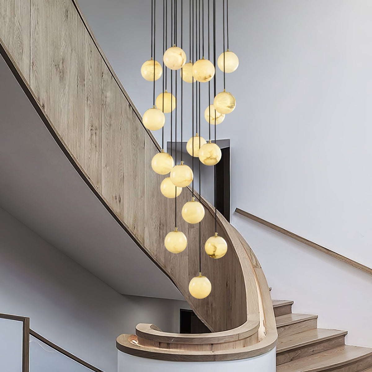 Gloruvye lampadario moderno a grappolo Sferico in alabastro