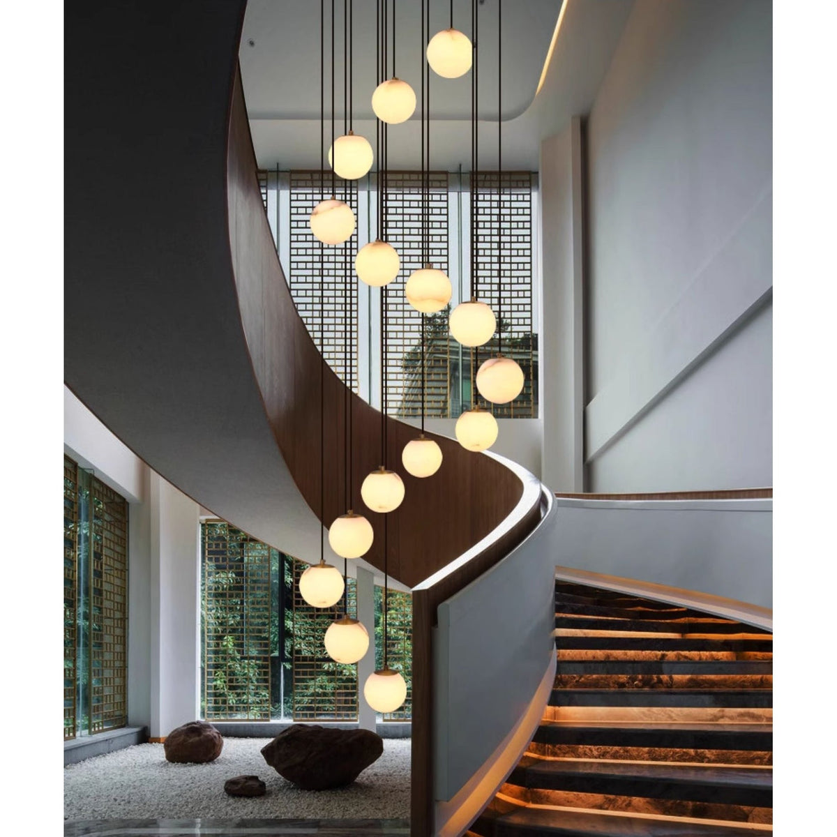 Gloruvye lampadario moderno a grappolo Sferico in alabastro