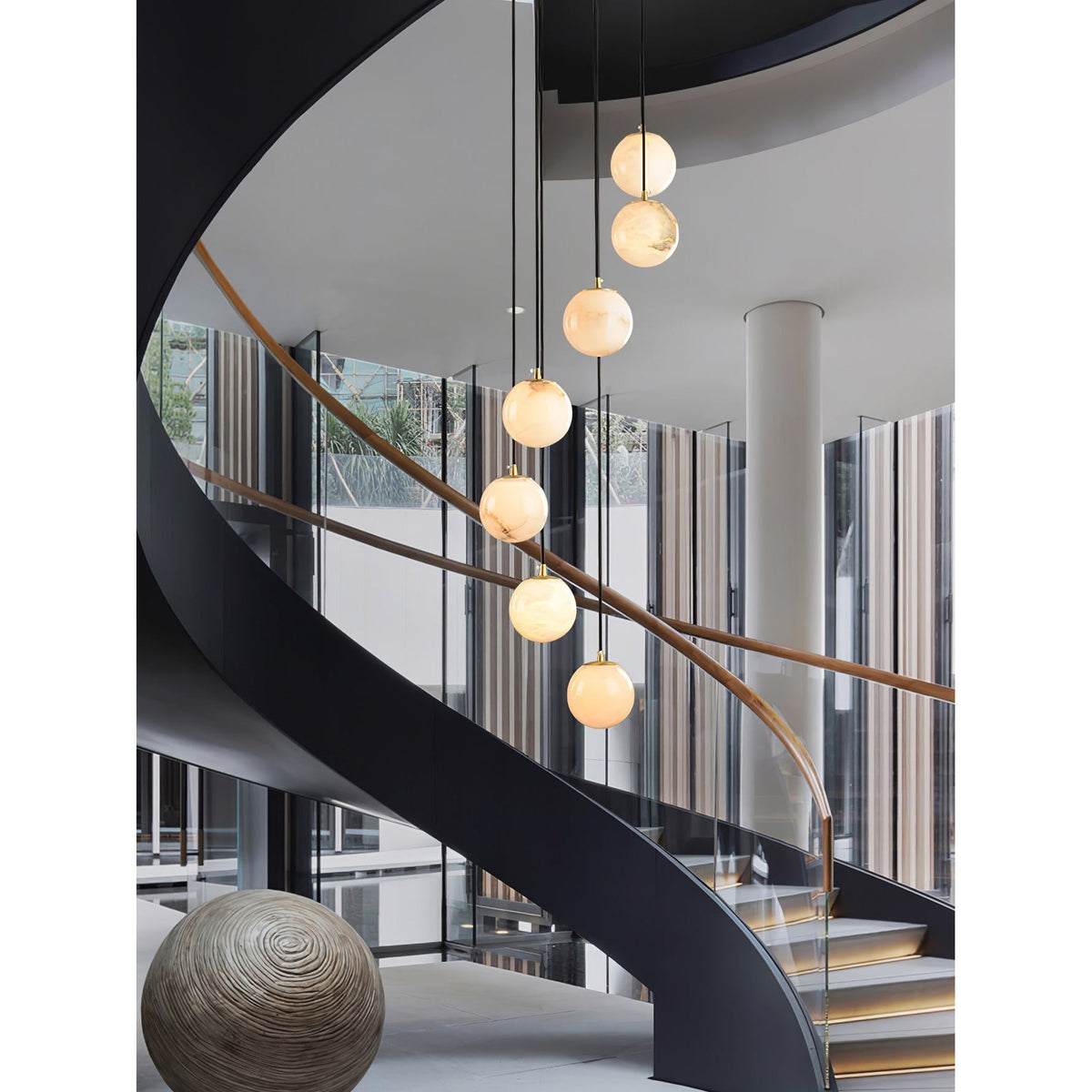 Gloruvye lampadario moderno a grappolo Sferico in alabastro