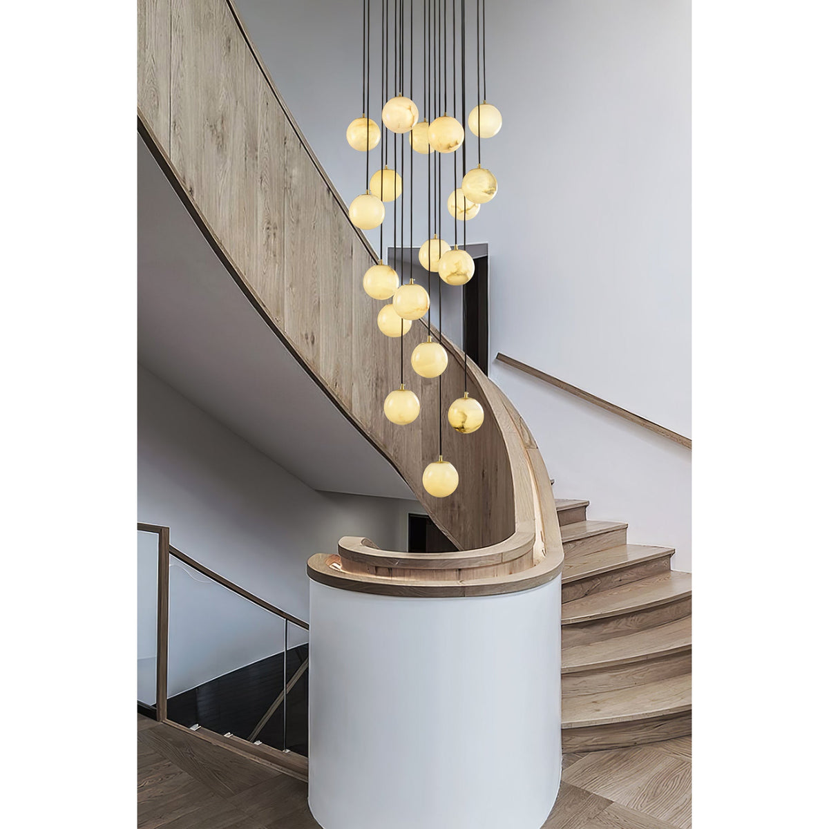 Gloruvye lampadario moderno a grappolo Sferico in alabastro