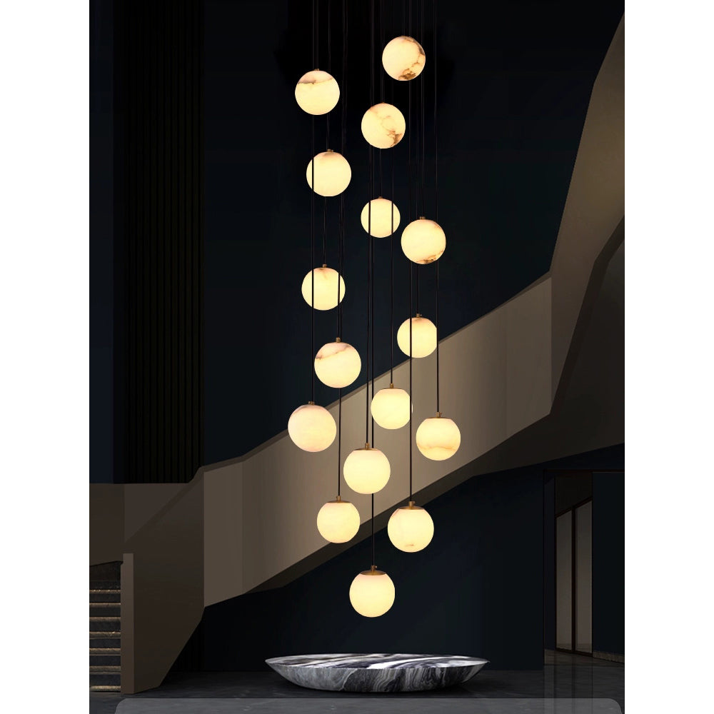 Gloruvye lampadario moderno a grappolo Sferico in alabastro