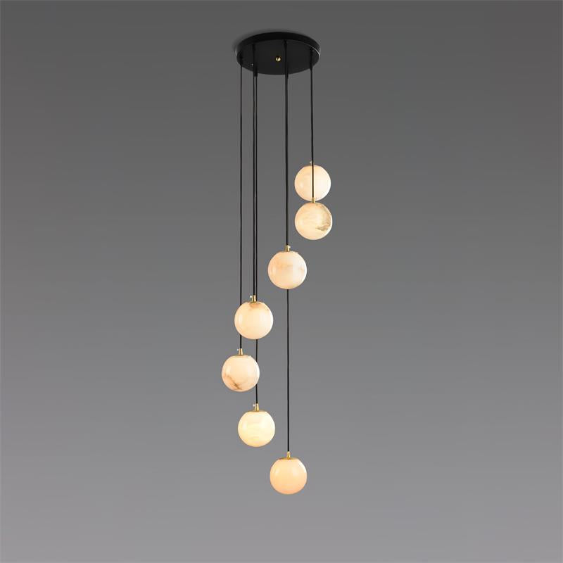 Gloruvye lampadario moderno a grappolo Sferico in alabastro