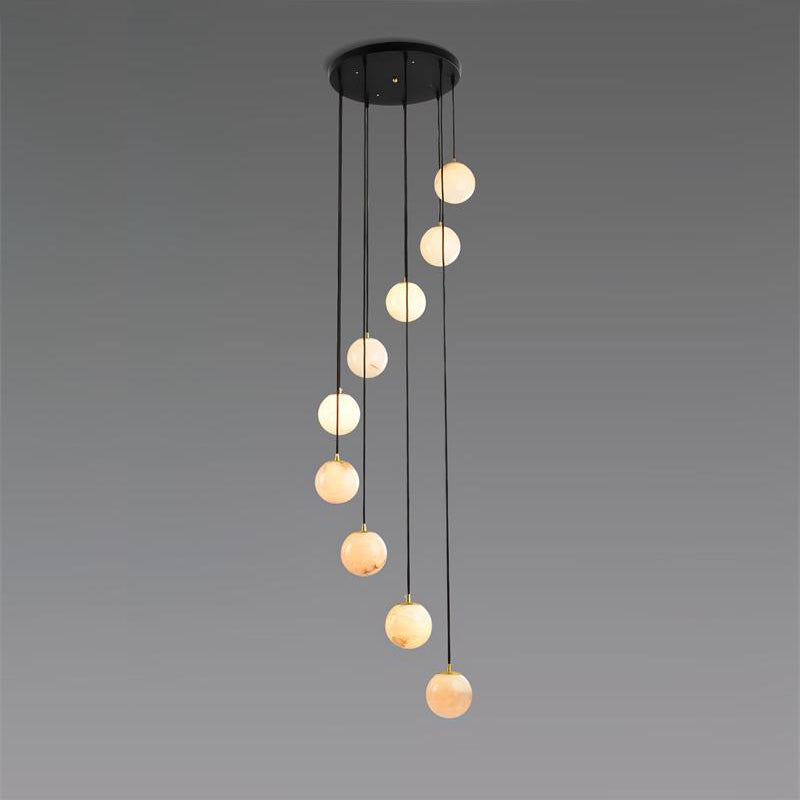 Gloruvye lampadario moderno a grappolo Sferico in alabastro