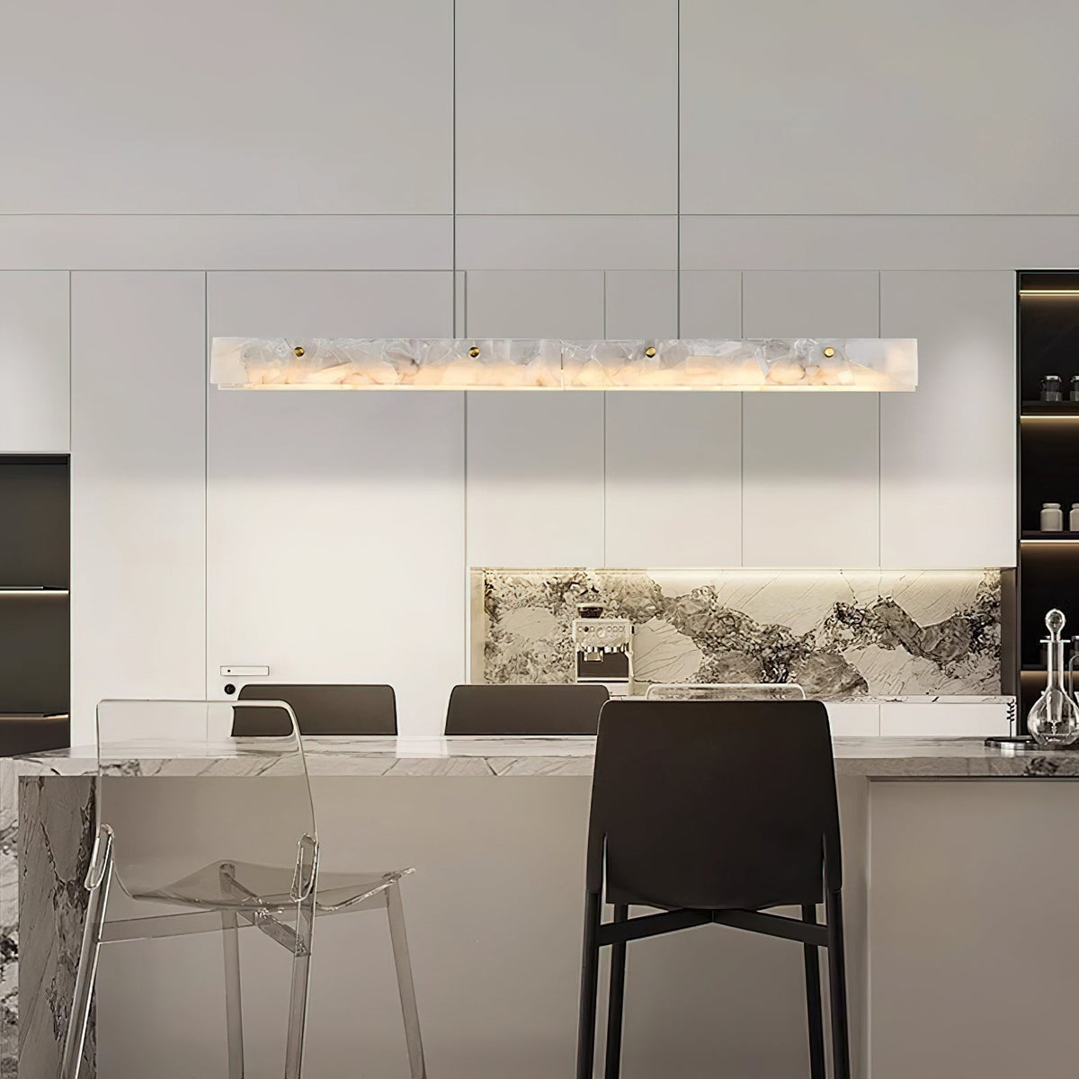 Vexor lampada a sospensione LED moderna lineare in alabastro