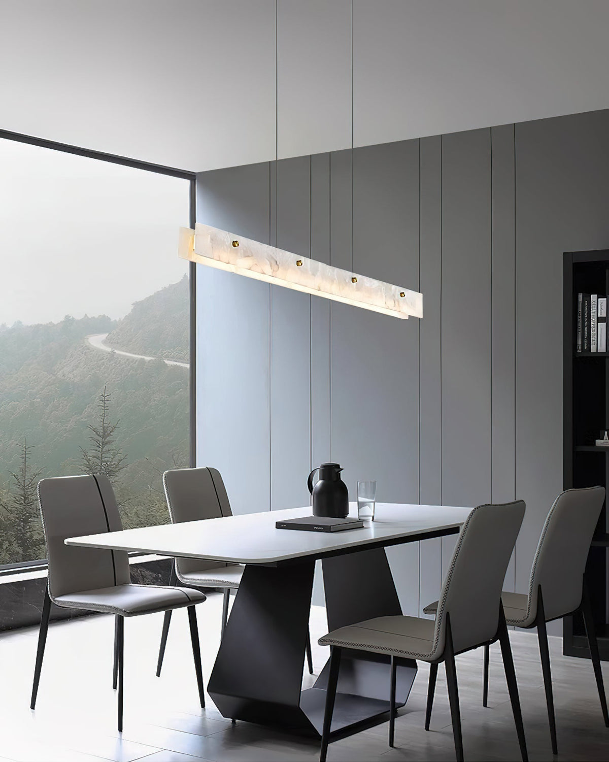 Vexor lampada a sospensione LED moderna lineare in alabastro