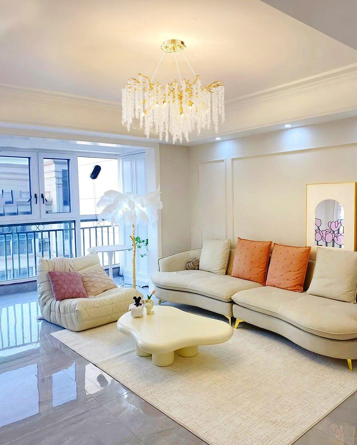 Lustra Lux Lampadario Elegante con Rami di Cristallo Oro - Relic Pieces