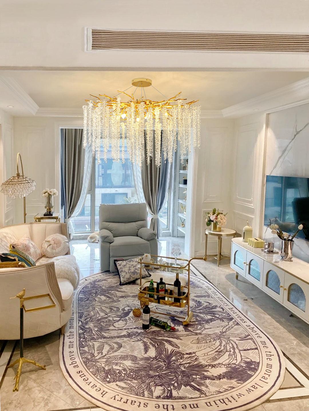 Lustra Lux Lampadario Elegante con Rami di Cristallo Oro - Relic Pieces